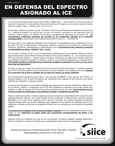 En defensa del espectro asignado al ICE