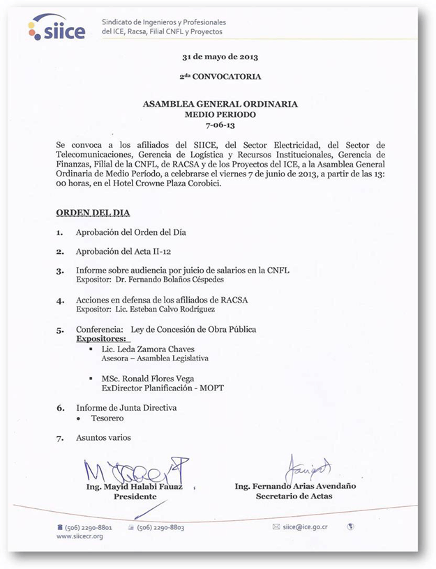 Convocatoria Asamblea