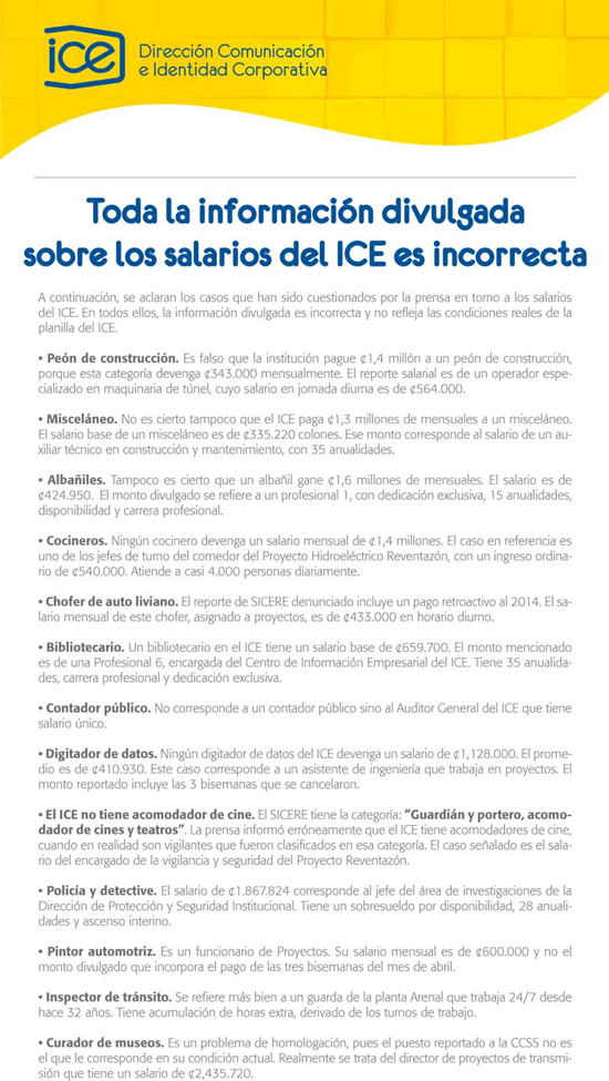 Salarios del ICE